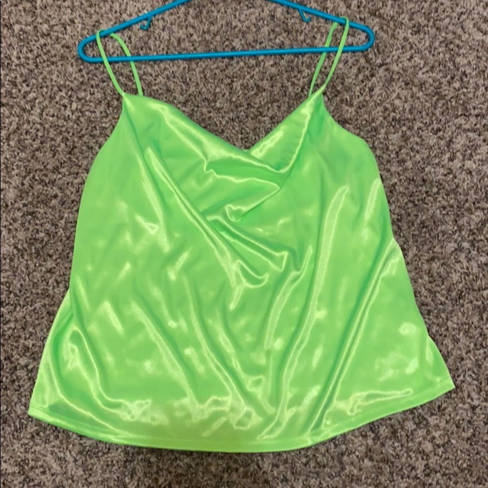 Neon green silk crop top